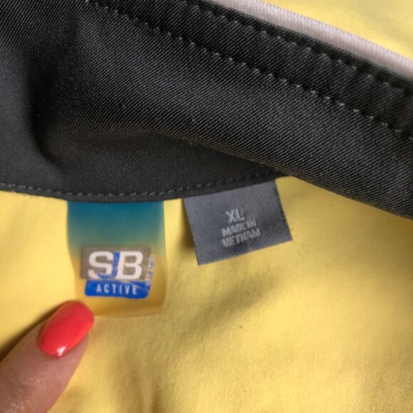 SB Active Jacket Womens Size XL Yellow White Gray Zippered Activewear Track - Picture 5 of 6